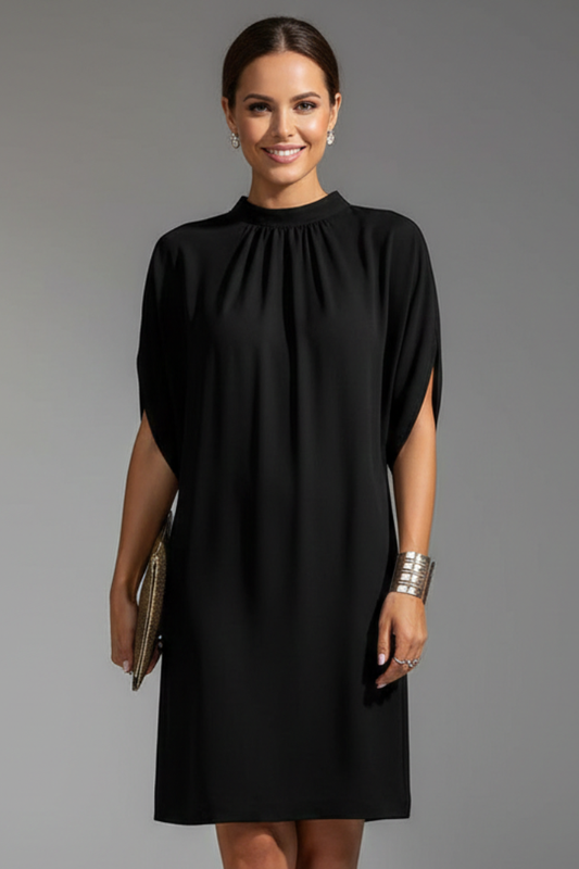 Women’s Mini Dress with Mock Neck and Slit Sleeves - Evening Cocktail